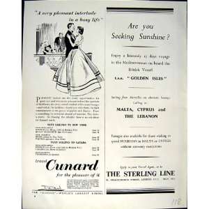   1953 ADVERTISEMENT CUNARD QUEEN LINERS STERLING SHIPS: Home & Kitchen