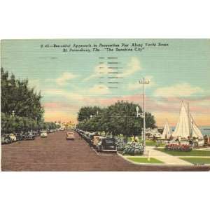 1950s Vintage Postcard   Approach to Recreation Pier along Yacht Basin 