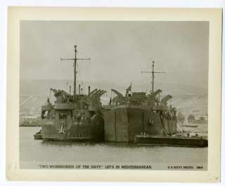   Photo~ Two Workhorses of the Navy LSTs in Mediterranean~WWII  