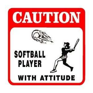    CAUTION: SOFTBALL PLAYER WITH ATTITUDE sign: Home & Kitchen