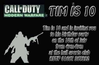 Personalised call of duty birthday party invitations  
