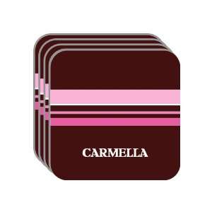 Personal Name Gift   CARMELLA Set of 4 Mini Mousepad Coasters (pink 