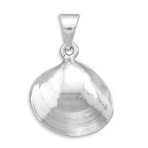 Polished Sterling Silver 37mm X 32mm Clam Shell Pendant Bale Is 10mm 