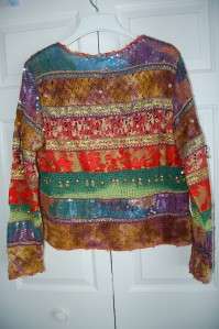 SANDY STARKMAN ART TO WEAR BEADED AND SEQUINED NOTHING MATCHES SWEATER 