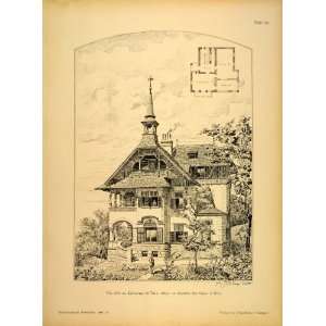  1896 Print House Villa Kahlenburg Austria Max Kaiser 