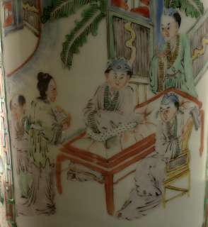 RARE antique CHINESE PORCELAIN HUGE FAMILLE VERTE CANTON CABINET VASE 