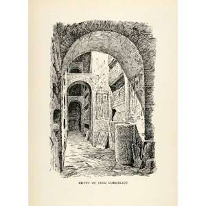  1893 Print Crypt Tomb Pope Cornelius Arch Fresco Catacomb 