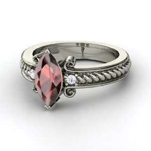  Catelyn Ring, Marquise Red Garnet Palladium Ring with 