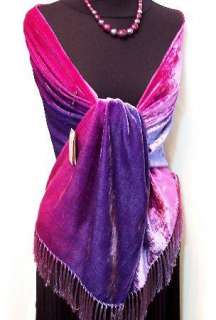 Maya Matazaro Hand Dyed Silk Velvet Shawl Scarf Signed  