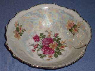 Antique Iridescent Porcelain Bowl   ROSES  