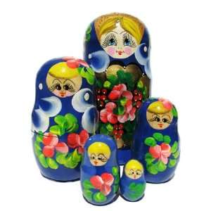  GreatRussianGifts Golden Tiara nesting doll (5 pc) Blue 