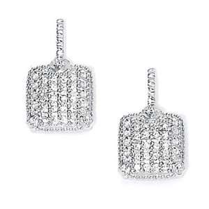    Sterling Silver Diamond Square Post Earrings   JewelryWeb Jewelry