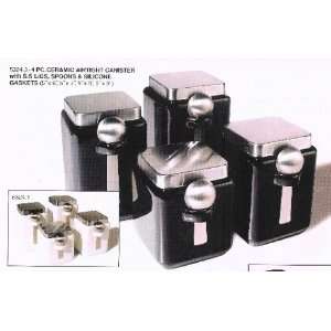   ceramic canister set with stainless steel spoons