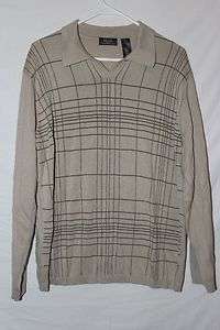 Mens Crazy Horse Collared Sweater Beige w/pattern Size Medium  