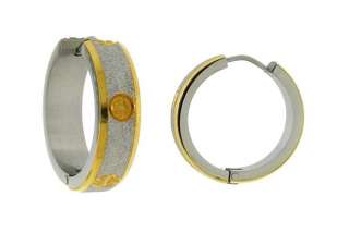 Sparkly Silver and Gold tone Stainless Steel Lock Hoops  