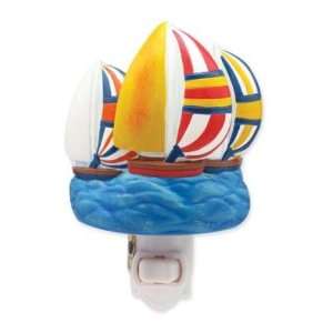  Bright Colorful Spinnakers Sailboats Sculpted Resin Night 