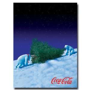  Coke Polar Bears with Christmas Tree   18 x 24 Inches 