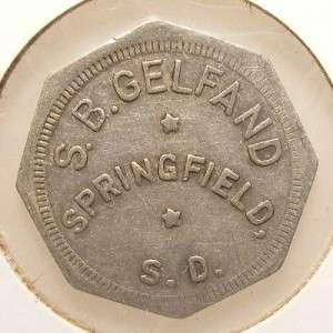 Springfield South Dakota Trade Token S.B. Gelfand /10c (sd3t083 