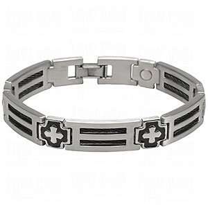 Sabona Cross Cable Stainless Magnetic Bracelets Silver/Black X Large 