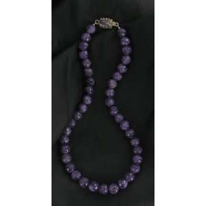  AAA CHAROITE FACETED 10mm ROUND BEADS NECKLACE 