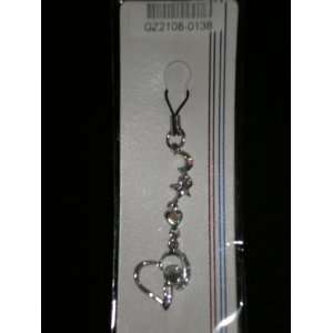  Clear Stone Heart, Moon, Star Cell or Purse Charm 