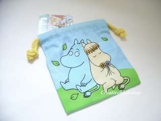   of Moomin Valley Floren Blue Mobile Cell Phone Drawstring Cute Bag NEW
