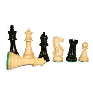   Natural Boxwood Chessmen with 4in King and Teak Box