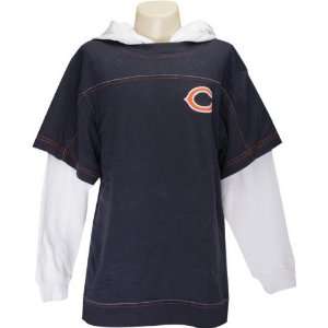  Chicago Bears Navy Youth Faux Layered Long Sleeve Hooded T 