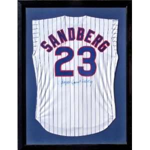  RYNE SANDBERG Framed Autographed Cubs Jersey w/COA: Sports 