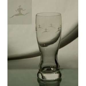 Grehom Crystal Pilsner Glass   Tribal (Set of 4); Hand Etched; Mouth 