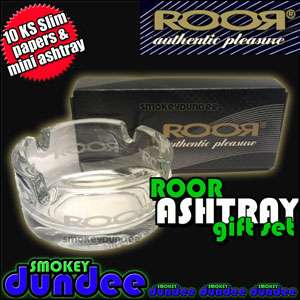  king size slim Smoking Papers and a Roor branded mini glass ashtray