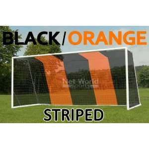  STRIPED SOCCER GOAL NET   Black/Orange   Official FULL SIZE 
