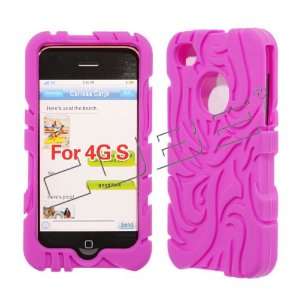 4S 4 S / Verizon / AT&T Solid Hot Pink Flame Tribal Tattoo Design Snap 