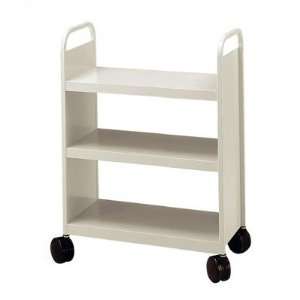  Library Book Truck with 3 Flat Shelves Color Navy Office 