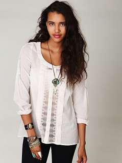 Free People Long Sleeve Lace Inset Buttondown Shirt Top Sz XS NWT 