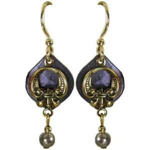 Jody Coyote Purple Gold Pearl Drop Earrings 9666