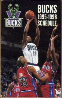 1995 96 Milwaukee Bucks Pocket Schedule Robinson Midas  