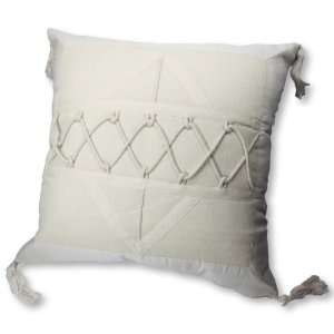   Hand Crochet Cream Linen Cushion Cover / Pillow Case: Home & Kitchen