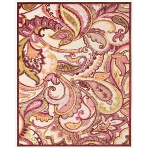 Cream/Pink Color Power Loomed Turkish Rug 
