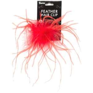  Ostrich Feather Hair Clip 1/Pkg Red: Arts, Crafts & Sewing