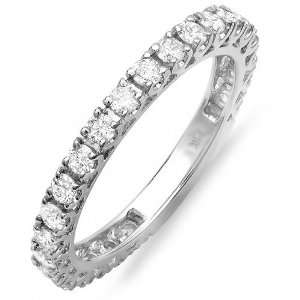 14K White Gold Round White Diamond Eternity Sizeable Stackable Ring 