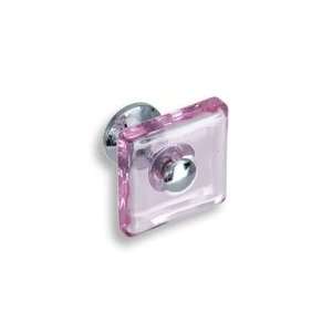  #G 240 CKP Brand Square Glass Knob, Light Pink/Chrome 
