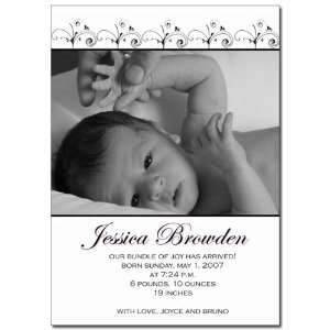  Simply White Photo Baby Birth Announcement Cards (Set of 