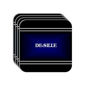 Personal Name Gift   DE SILLE Set of 4 Mini Mousepad Coasters (black 