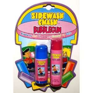 Sidewalk Chalk Bubblegum Lip Balms, Blueberry and Strawberry Flavors 