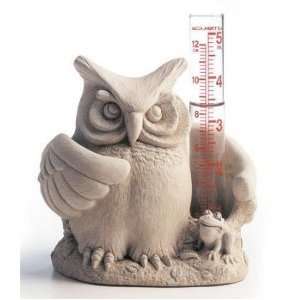    OWL RAIN GAUGE Cast Cement Garden Statue Patio, Lawn & Garden