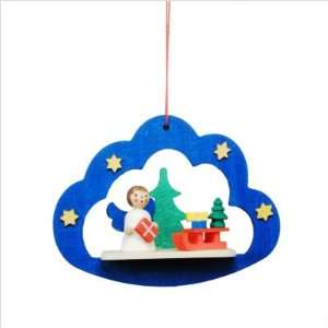  Ulbricht Angel with Sled and Tree in Blue Cloud Ornament 