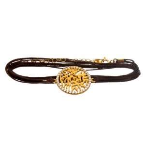  SKU Jewelry Brown Cord Shema Gold Plated Bracelet Jewelry