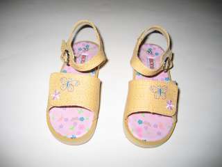GIRLS INFANT/TODDLERS TAN MAN MADE SANDALS SKID DOTS SOLE SIZES5 10 
