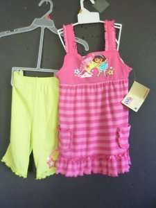 NWT Girls 2 Pc Dora The Explorer Shorts Outfit Size 6X  